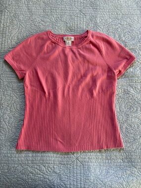 Talbots Coral Pink Short-Sleeve Knit Top
